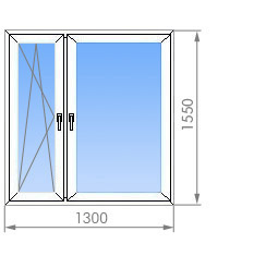 Двухстворчатое окно 1300 х 1550